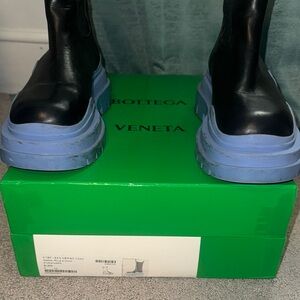 Bottega Veneta Black Boots with Blue Soles